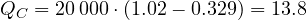 Q_C = 20\,000\cdot(1.02 - 0.329) = 13.8
