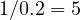 1/0.2 = 5