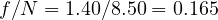 f/N = 1.40/8.50 = 0.165