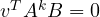 v^TA^kB = 0