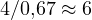 4/0{,}67 \approx 6