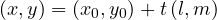 (x, y) = (x_0, y_0) + t\,(l, m)
