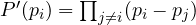 P'(p_i) = \prod_{j\ne i}(p_i - p_j)