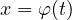 x = \varphi(t)