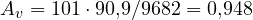 A_v = 101 \cdot 90{,}9/9682 = 0{,}948