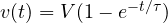 v(t) = V(1 - e^{-t/\tau})