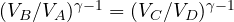 (V_B/V_A)^{\gamma-1} = (V_C/V_D)^{\gamma-1}