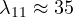 \lambda_{11} \approx 35