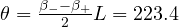 \theta = \frac{\beta_- - \beta_+}{2}L = 223.4