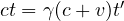 ct = \gamma(c + v)t'