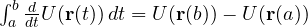 \int_a^b\frac{d}{dt}U(\mathbf r(t))\,dt = U(\mathbf r(b)) - U(\mathbf r(a))