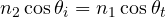 n_2\cos\theta_i = n_1\cos\theta_t