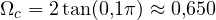 \Omega_c = 2\tan(0{,}1\pi) \approx 0{,}650