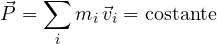 \[ \vec P = \sum_i m_i\,\vec v_i = \text{costante} \]