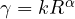 \gamma = kR^\alpha