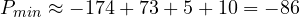 P_{min} \approx -174 + 73 + 5 + 10 = -86