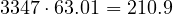 3347\cdot 63.01 = 210.9
