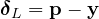 \boldsymbol\delta_L = \mathbf p - \mathbf y