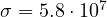 \sigma = 5.8\cdot 10^7