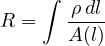 \[ R = \int\frac{\rho\,dl}{A(l)} \]