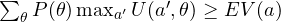 \sum_\theta P(\theta)\max_{a'}U(a', \theta) \ge EV(a)